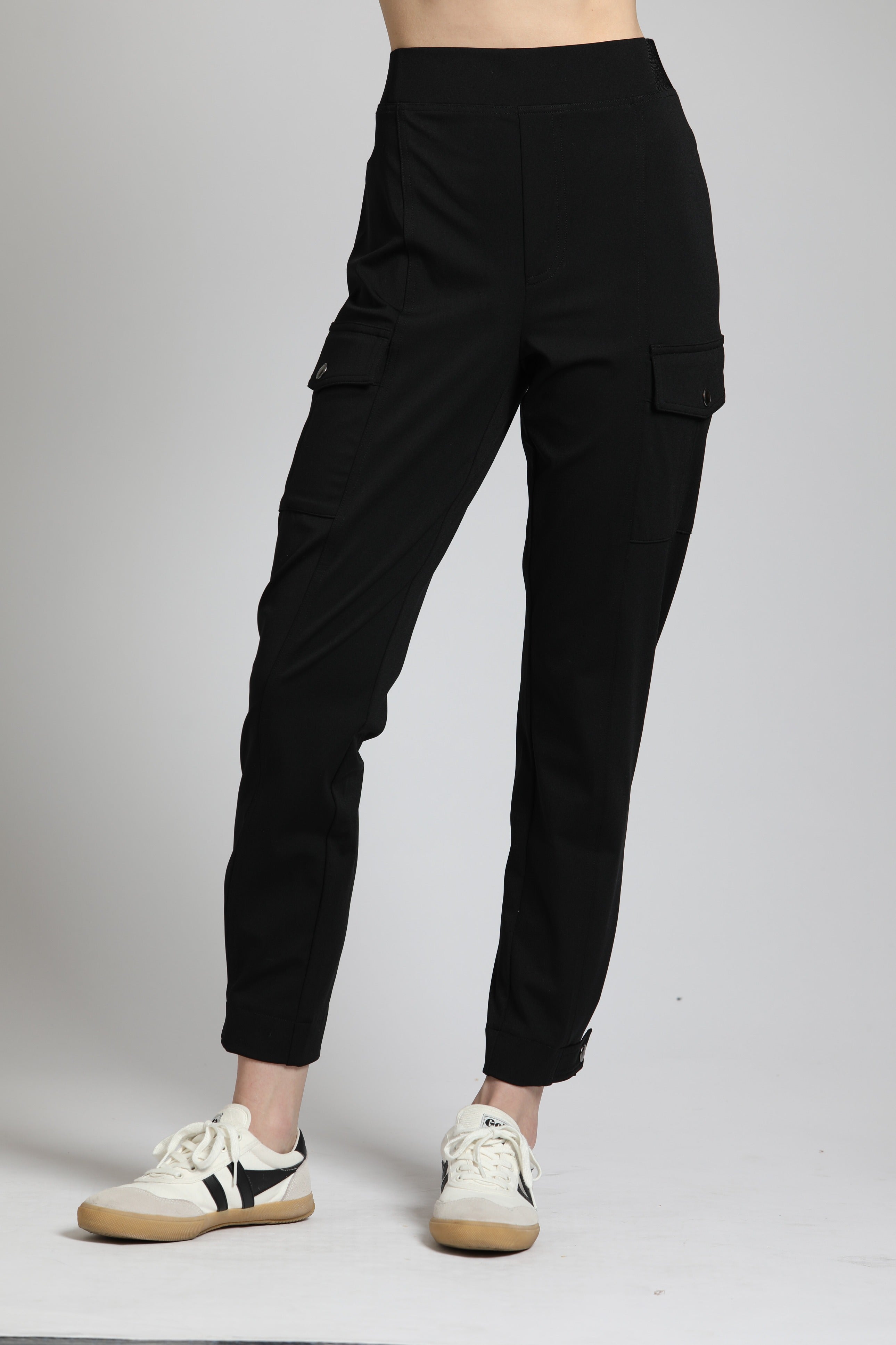 Black Ponte Pull-On Cargo Pant | front side