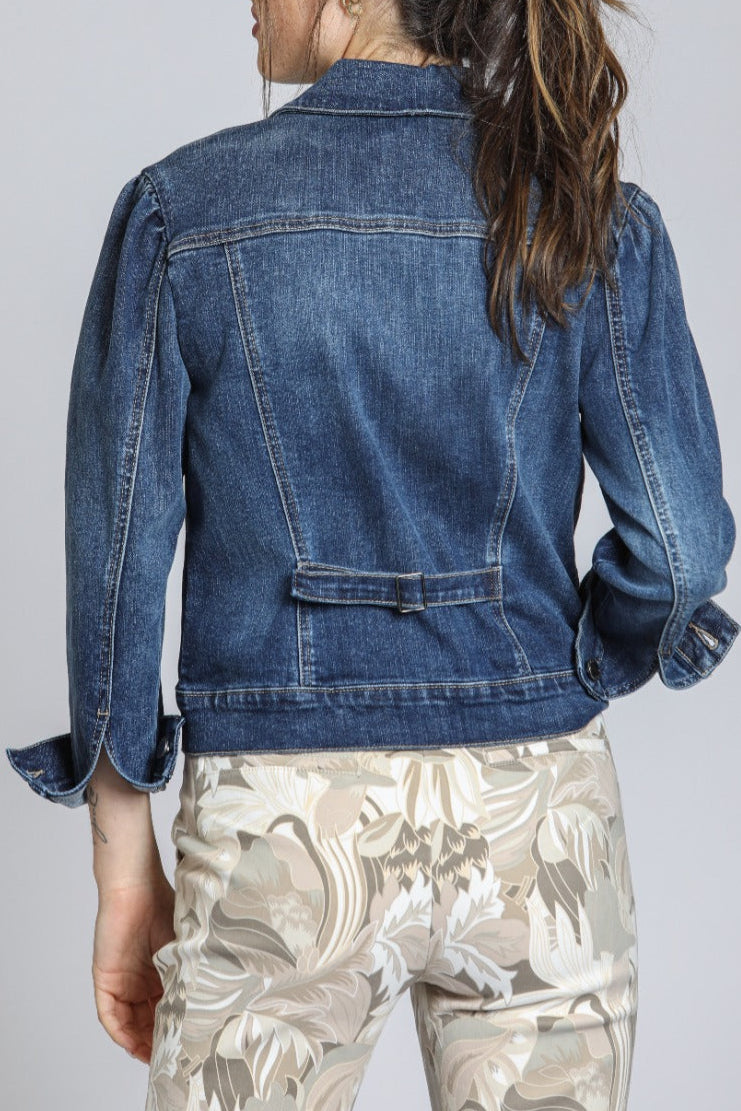 Puff Sleeve Jean Jacket - Medium Indigo | back side