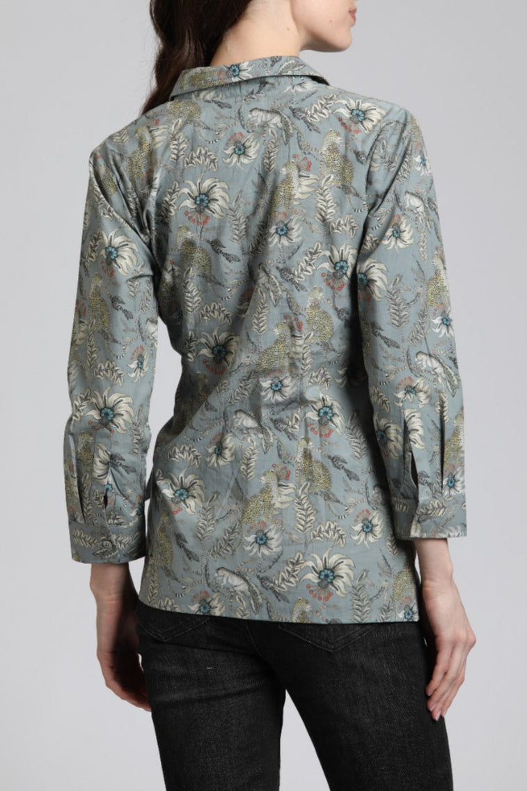 Tropical Leopard - Printed Side Tie Shirt | back side