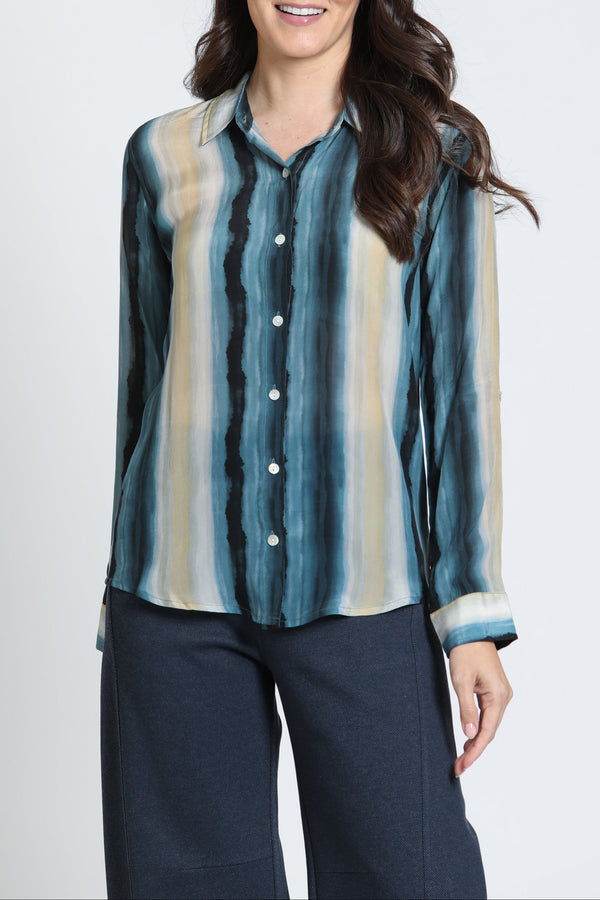 Button-up With Roll-up Sleeve Shirt