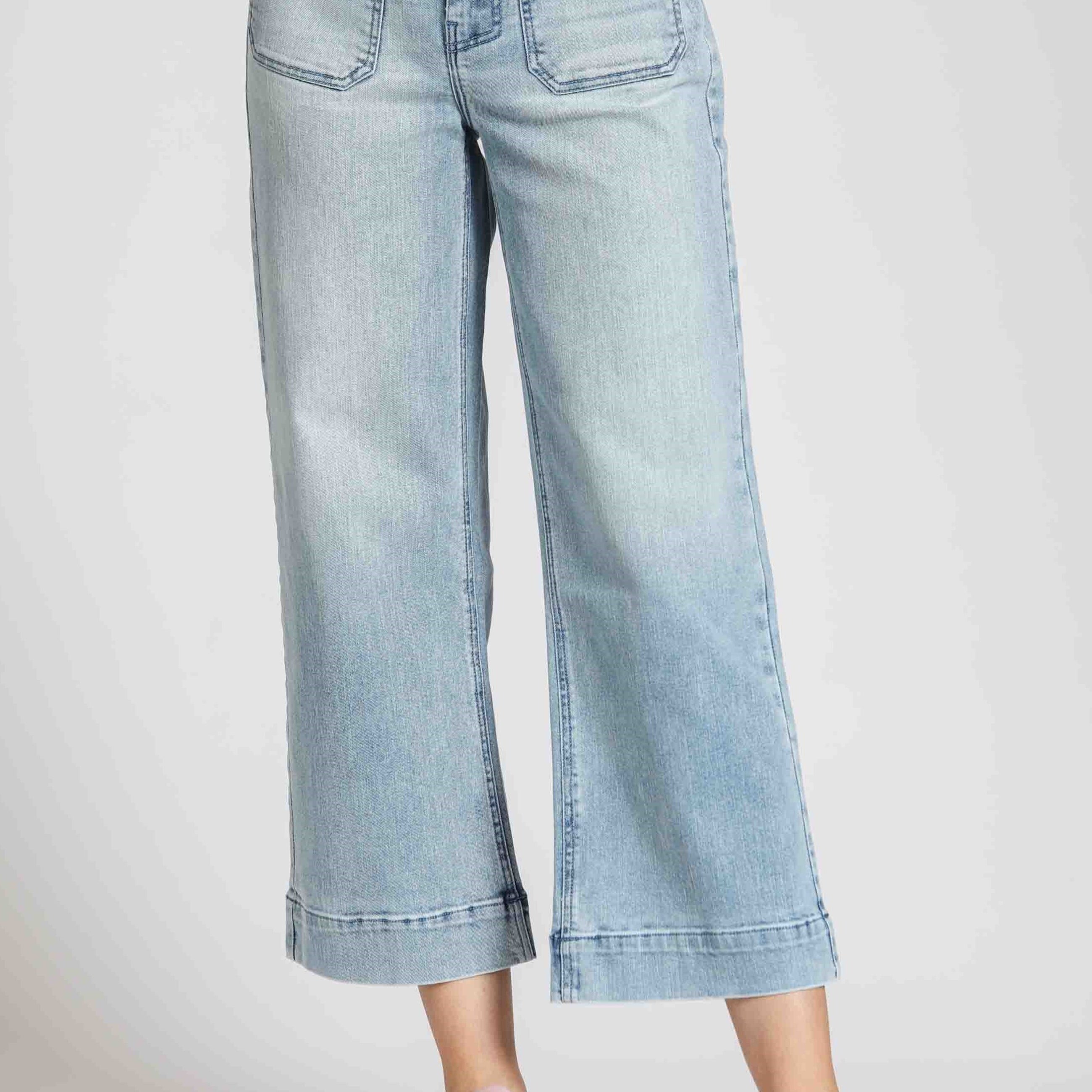 Cropped Wide Leg Pant With Patch Pockets