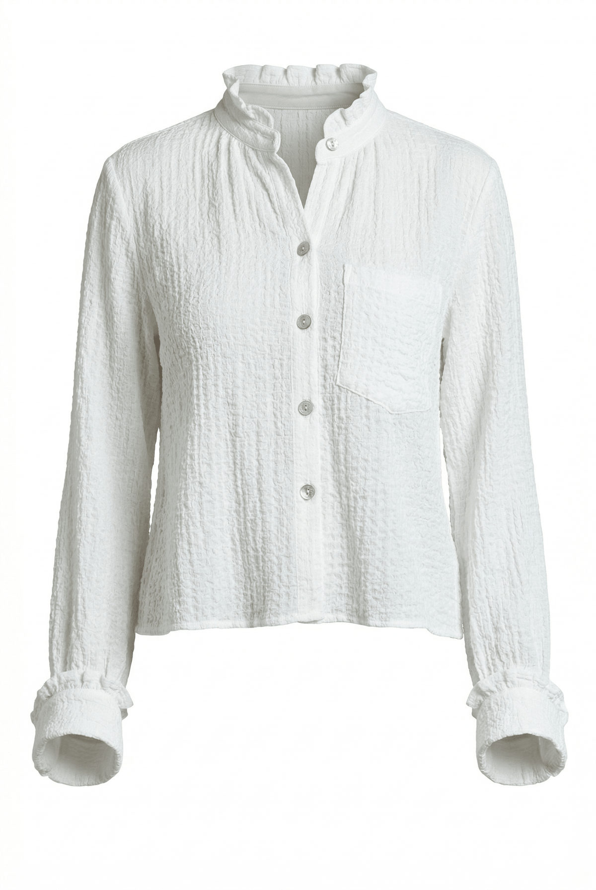 White textured shirt on a white background