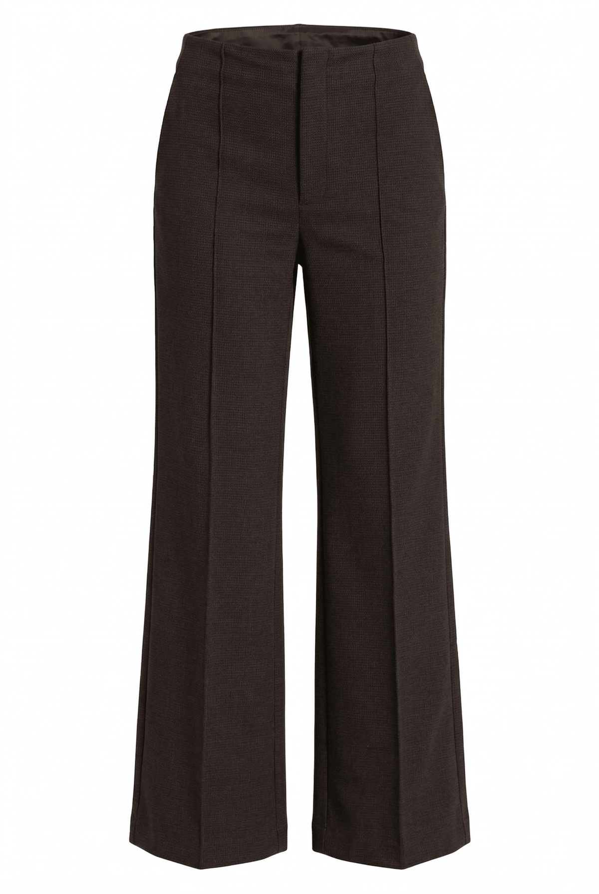 Black wide-leg pants on a white background