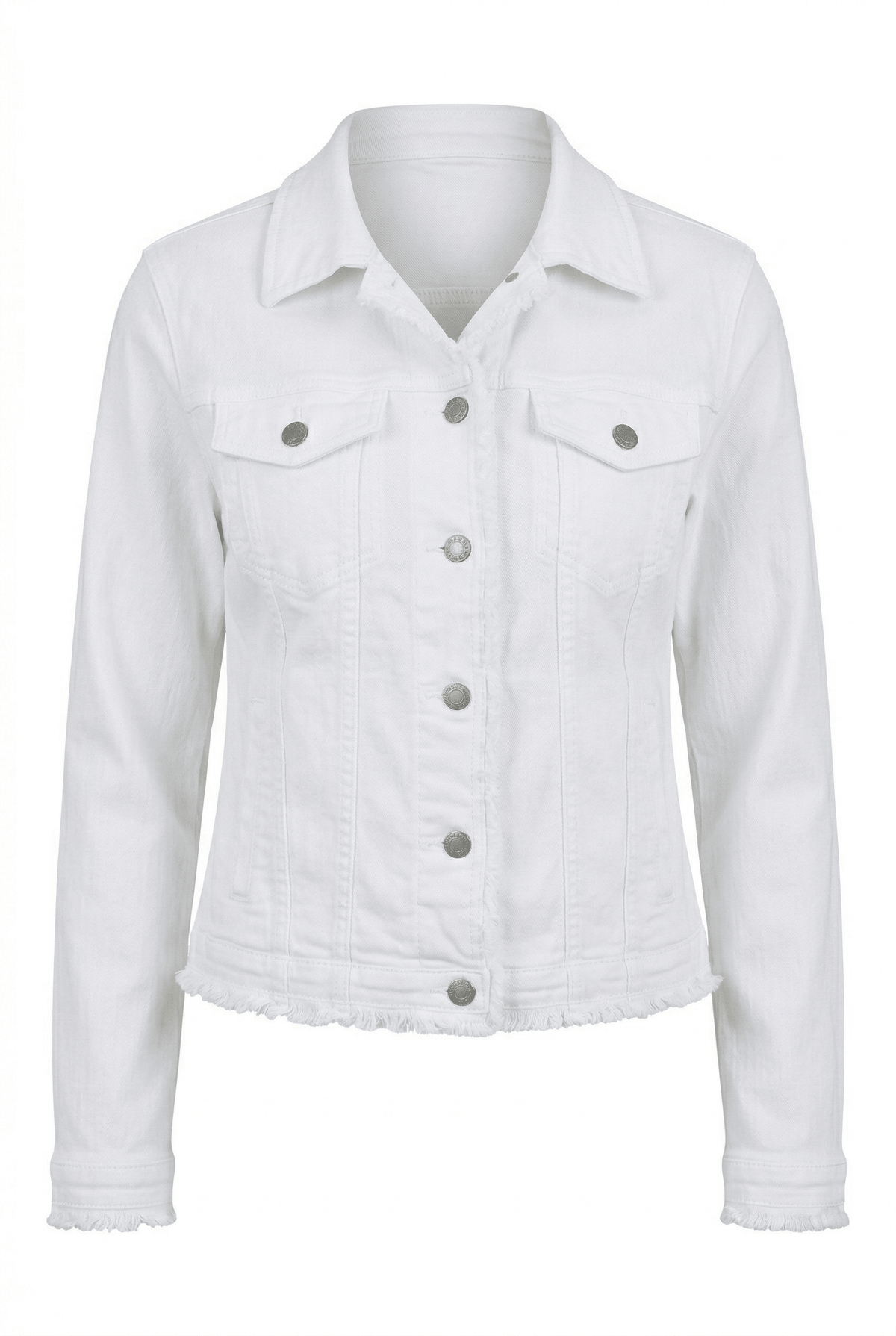 White denim jacket on a white background