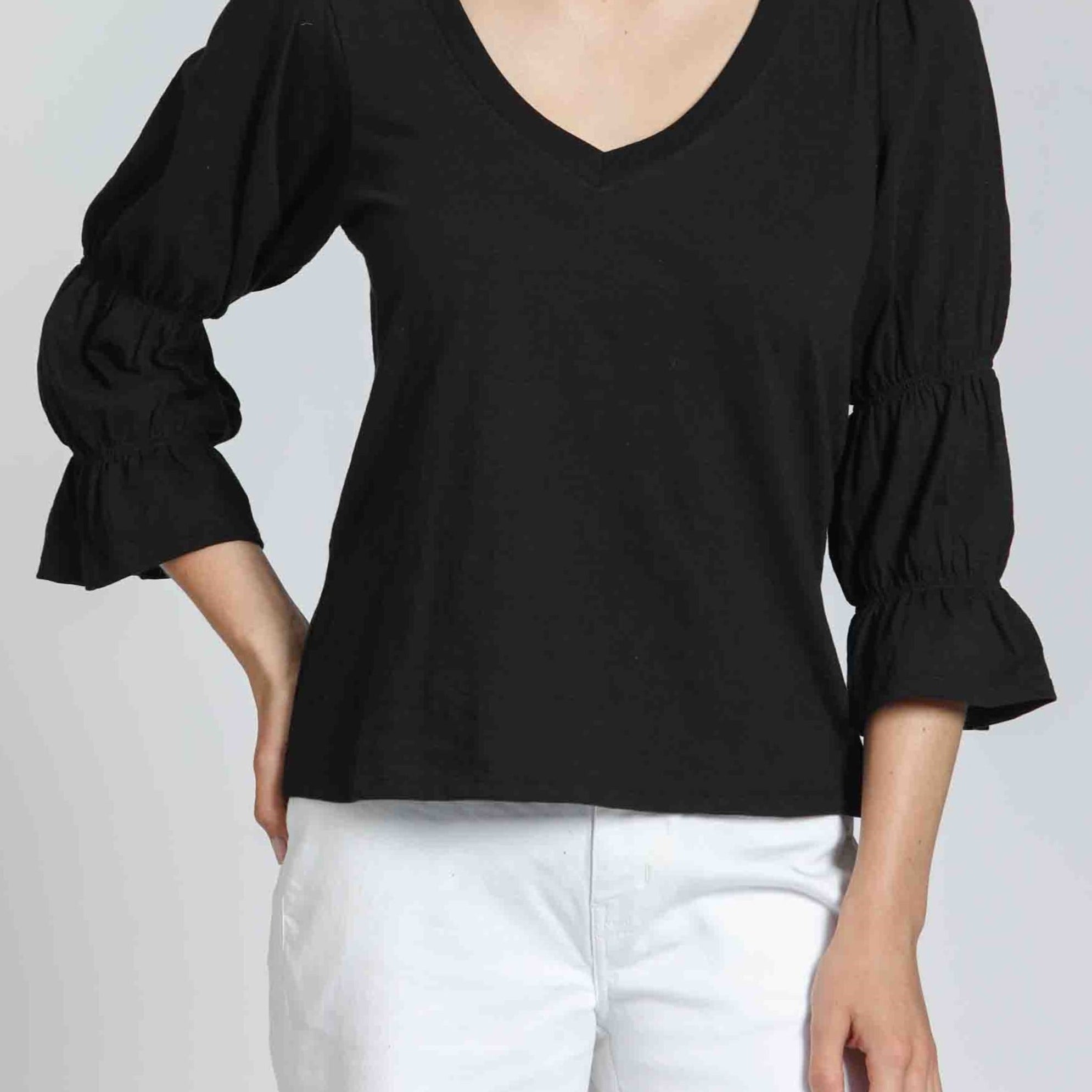 V-Neck Top With Renaissance Sleeve