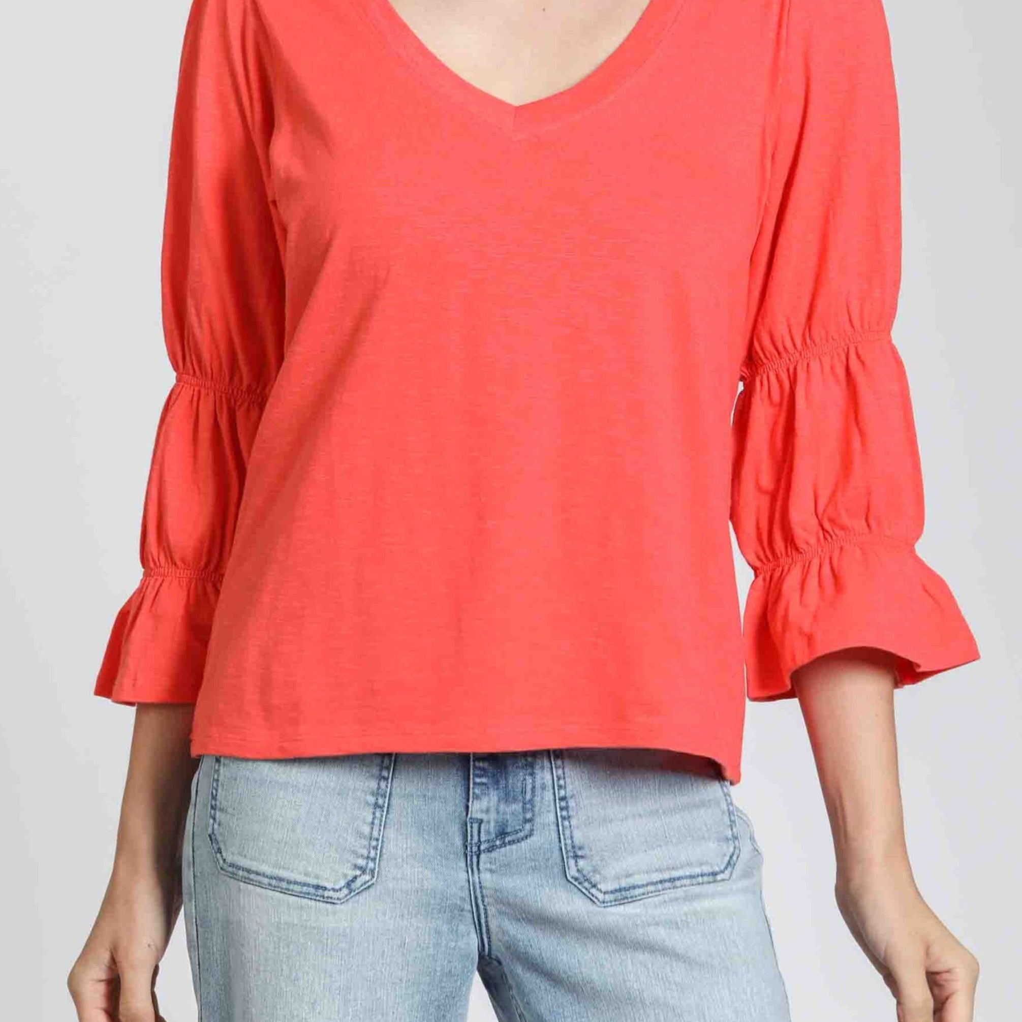V-Neck Top With Renaissance Sleeve