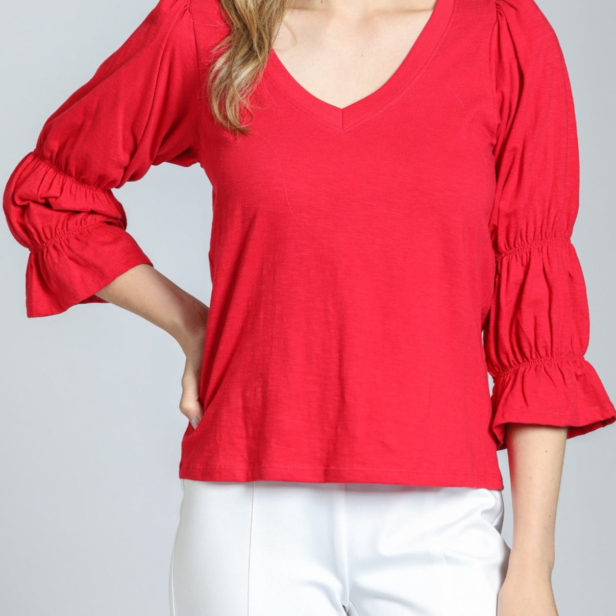 V-Neck Top With Renaissance Sleeve