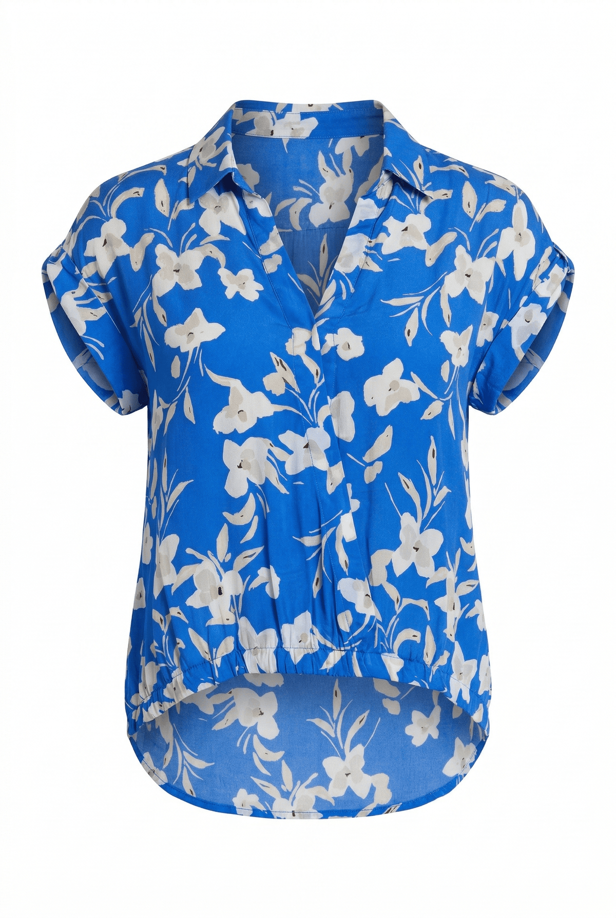 Blue floral shirt on a white background