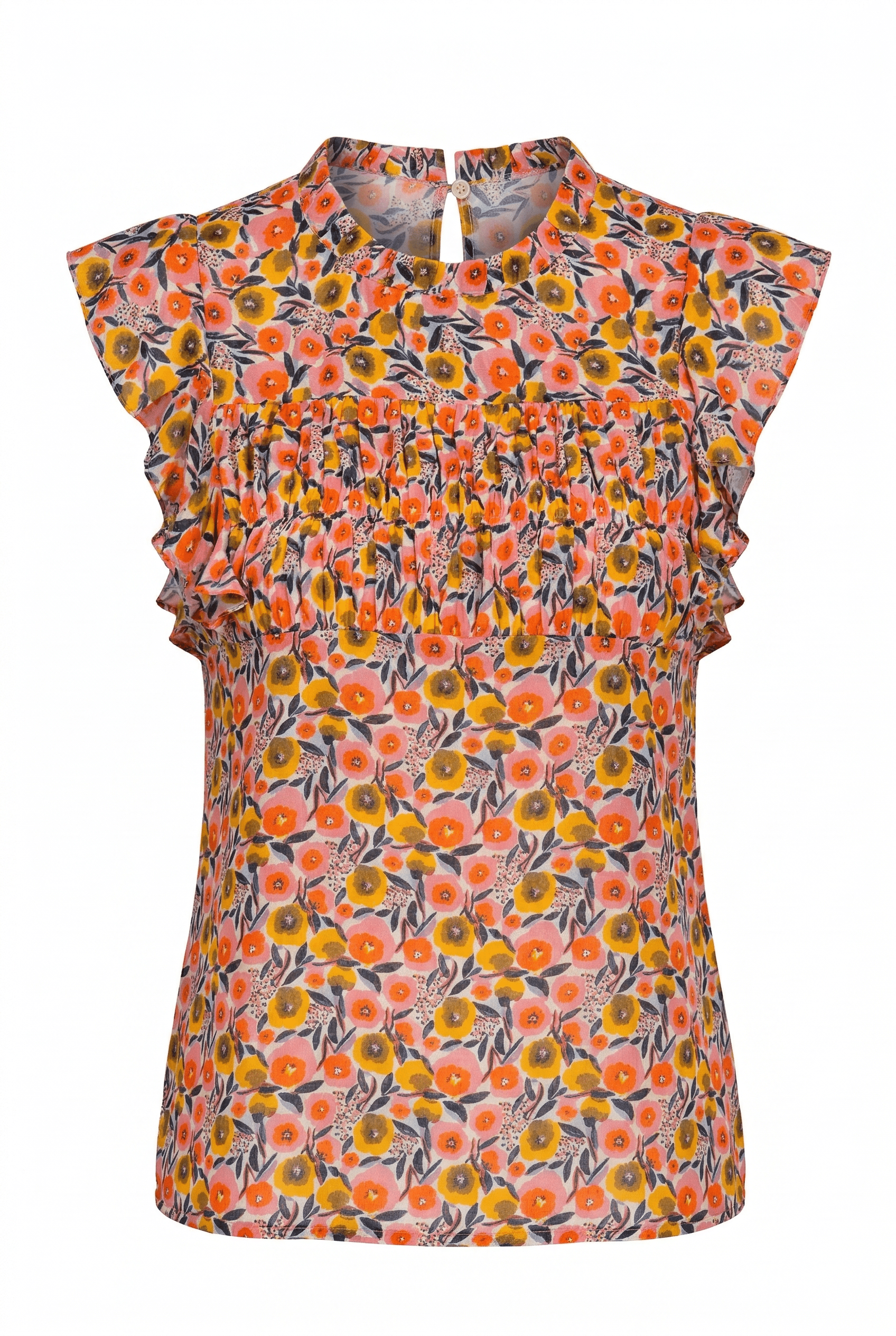 Floral patterned top with ruffled details