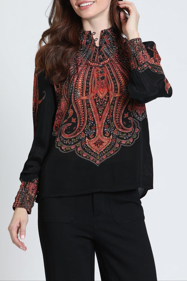 Puff Sleeve Blouse With Ruched Detail