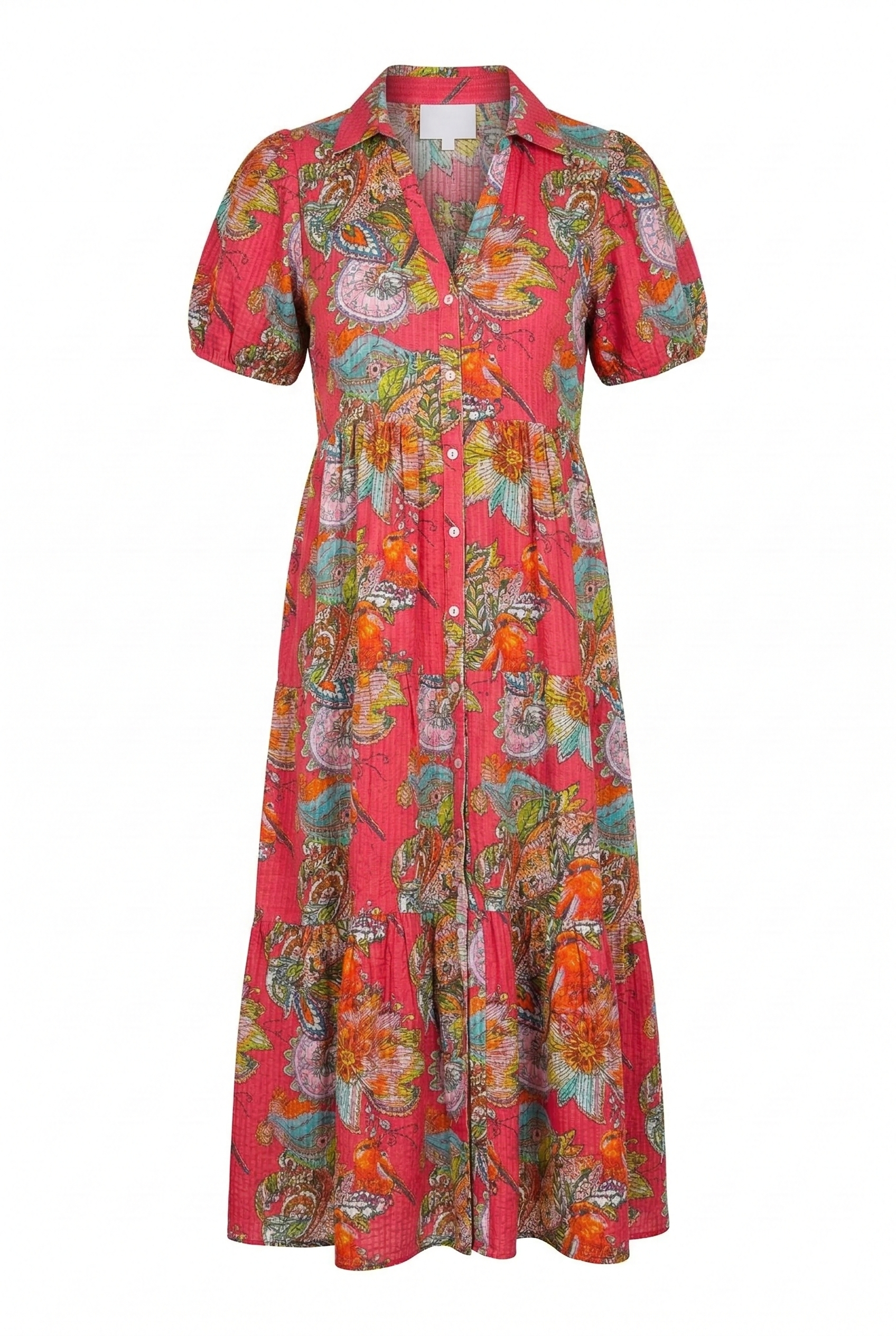 Colorful patterned dress on a white background