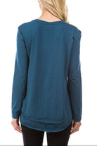 Long Sleeve With Asymmetrical Hem Teal Back APNY