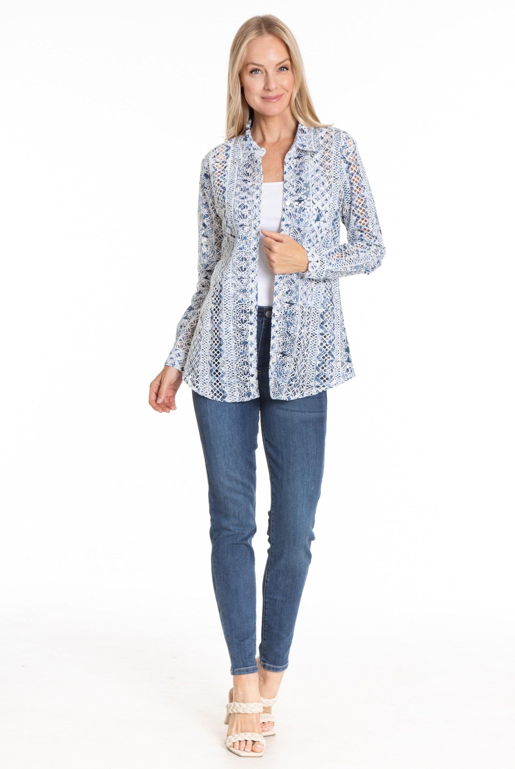 Button-up with Roll-up Sleeve Full top APNY