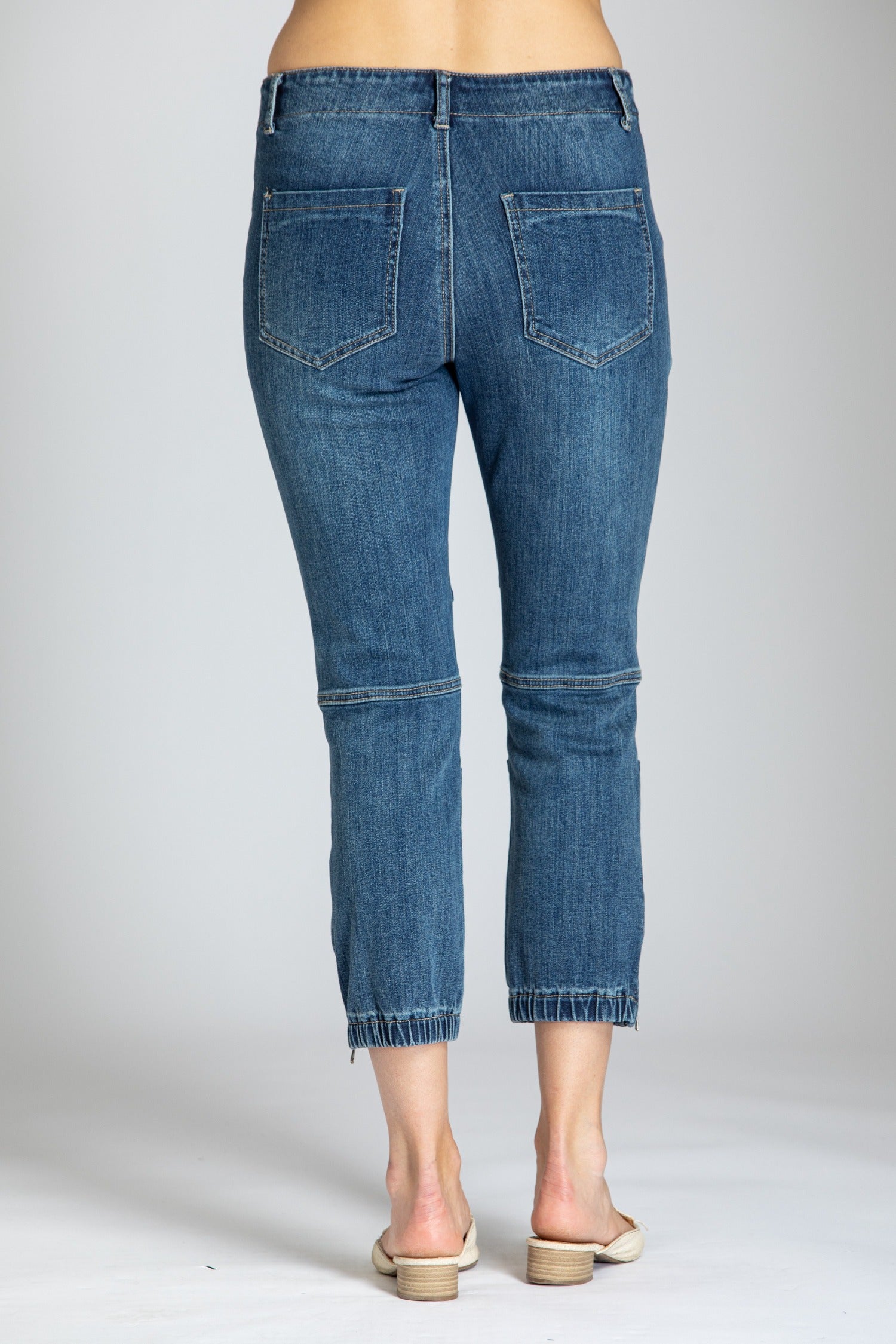 Crop Military Jogger Jean - Medium Indigo | Back side