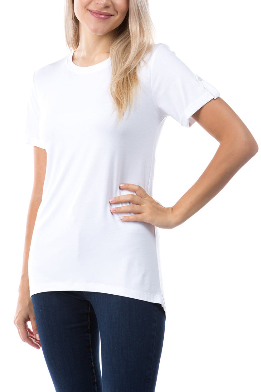 Crew Neck Short Sleeve with Hi-Low Hem