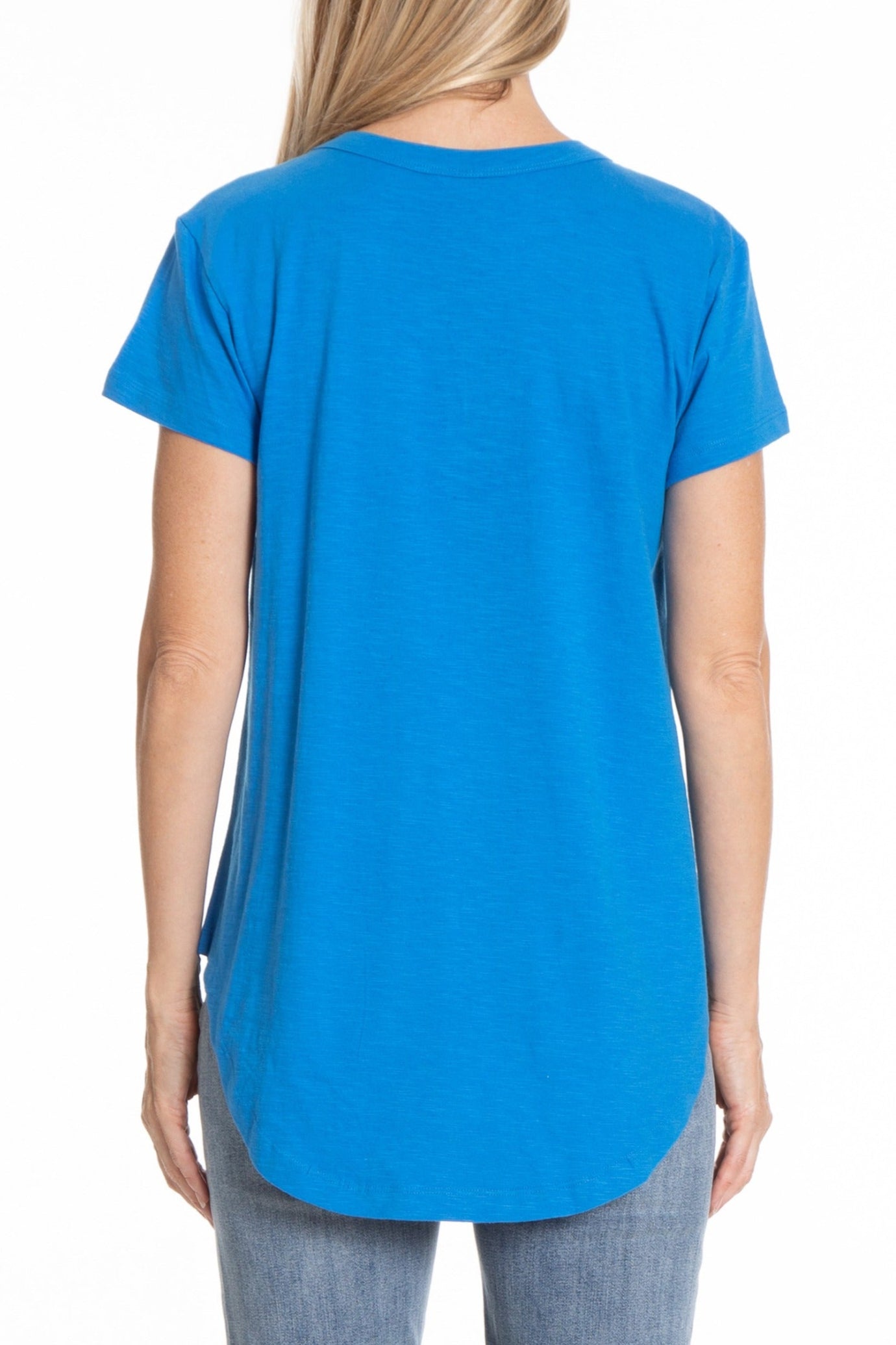 Short Sleeve V-Neck French Blue | back side