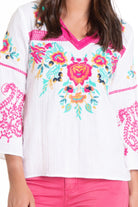 Embroidered Pullover With Flounce Sleeve