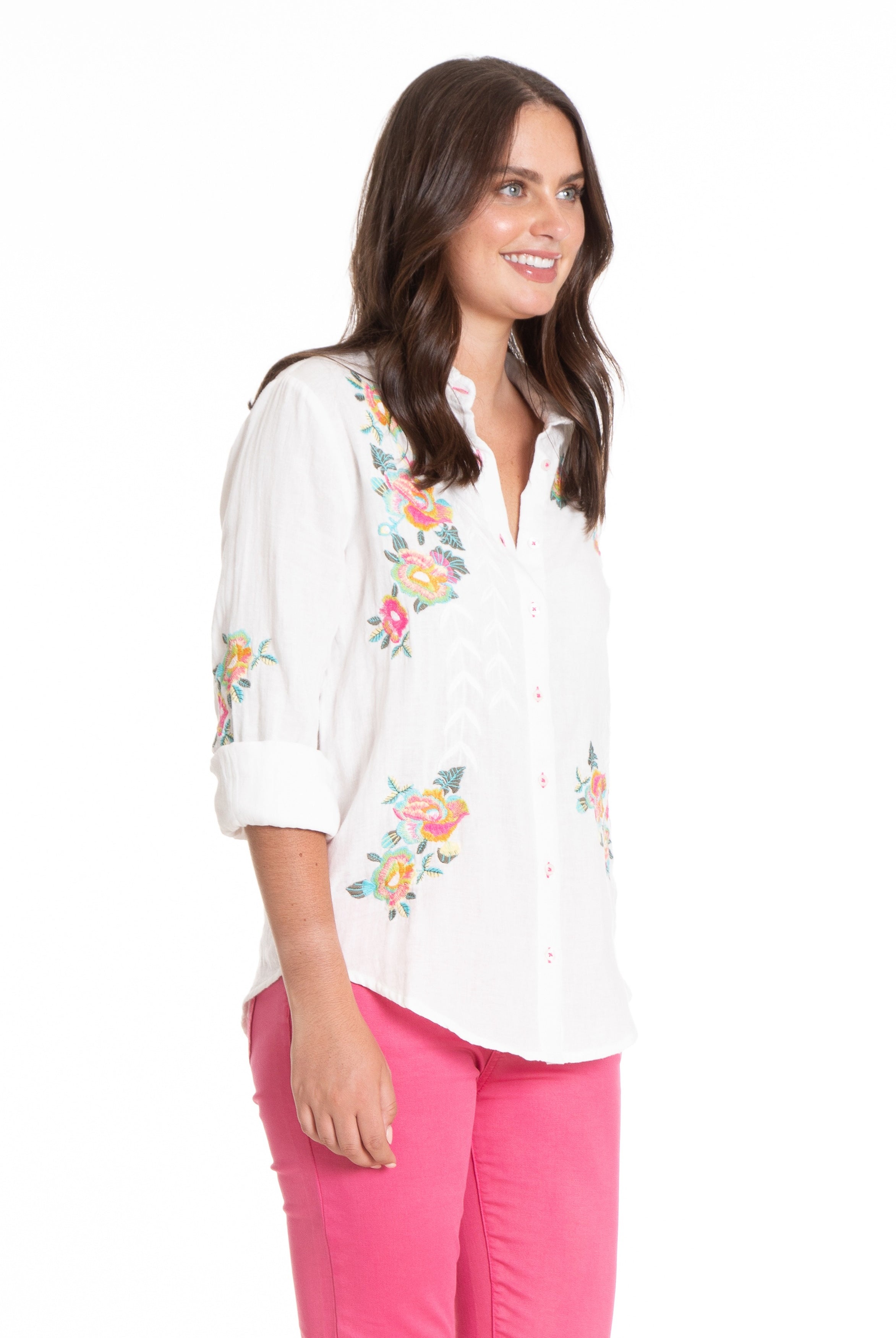 Floral Embroidered Button Down Shirt APNY