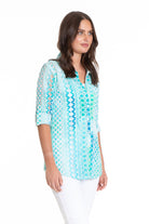 Blue Lagoon Stripe Print Button-up with Roll-up Sleeve