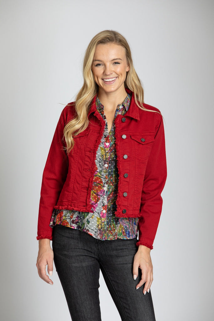 Jean Jacket With Frayed Detail RED Full APNY