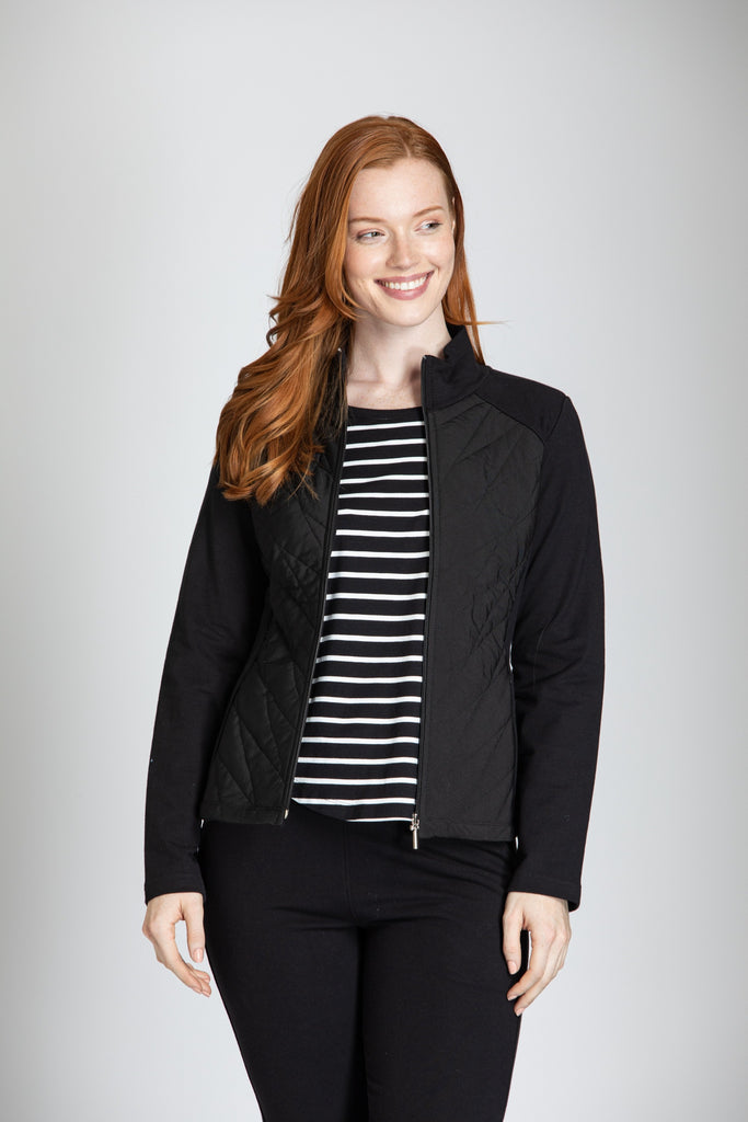 French Terry Quilted Zip Front Jacket APNY