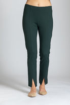 Pull-on Ponte Pant With Split hem - Deep Emerald APNY