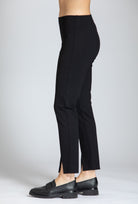 Pull-on Ponte Pant With Split hem - Black | left side