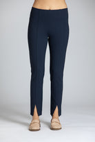 Pull-on Ponte Pant With Split hem - Navy | Front side