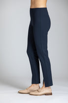 Pull-on Ponte Pant With Split hem - Navy | left side