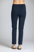 Pull-on Ponte Pant With Split hem - Navy | back side