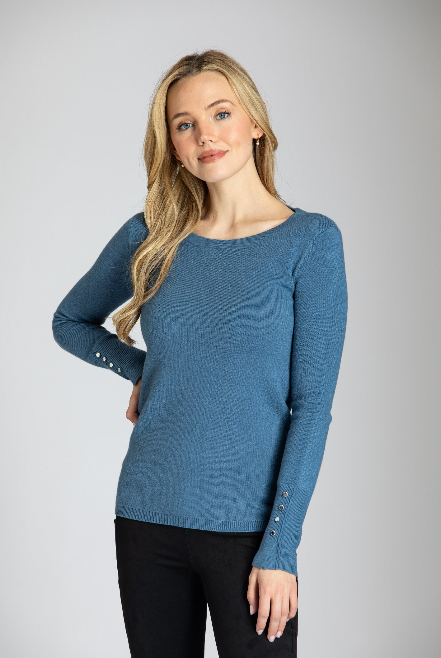 Long Sleeve Crew With Sleeve Button Detail APNY