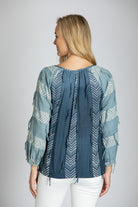 Block Printed Peasant Top With Fringed Detail APNY