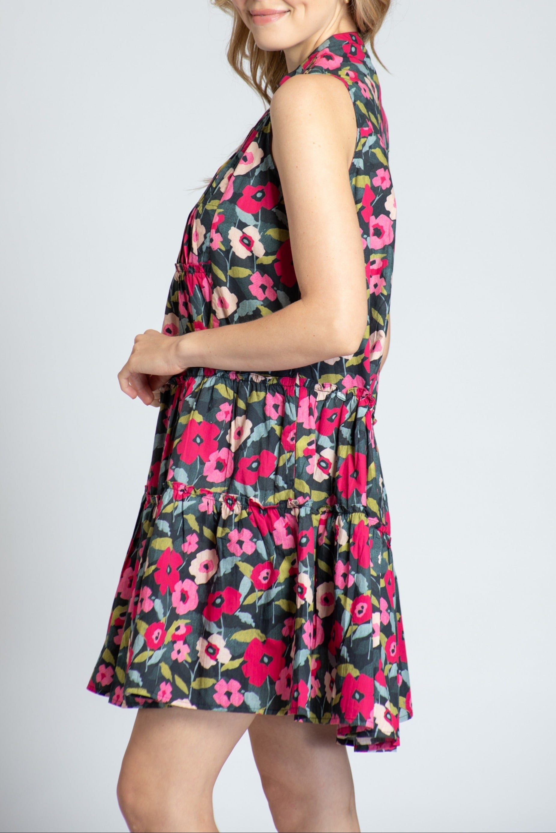 Abstract Floral Embroidered Peasant Top