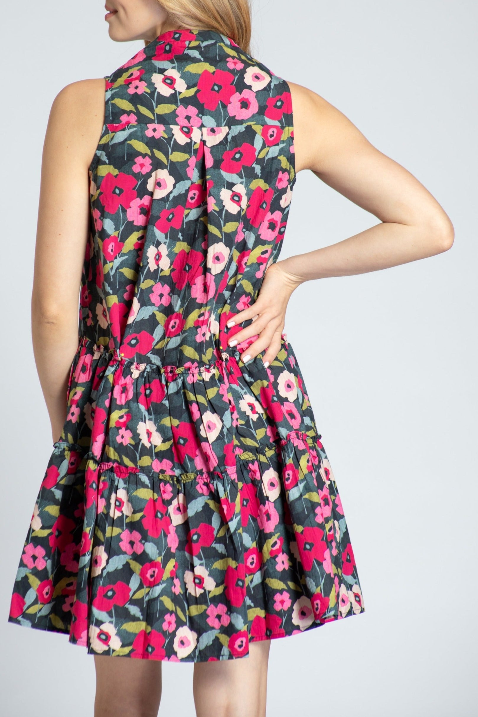 Abstract Floral Embroidered Peasant Top