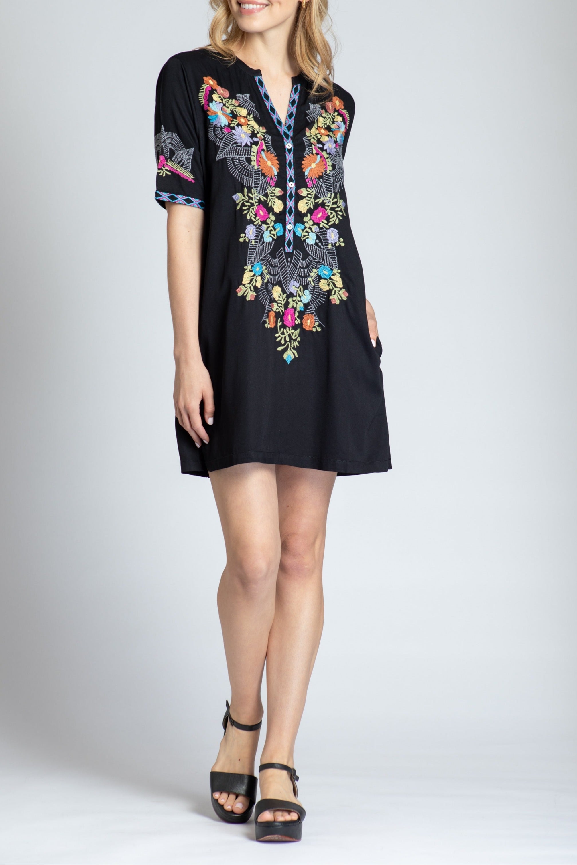  Asian Inspired Split Neck Dress