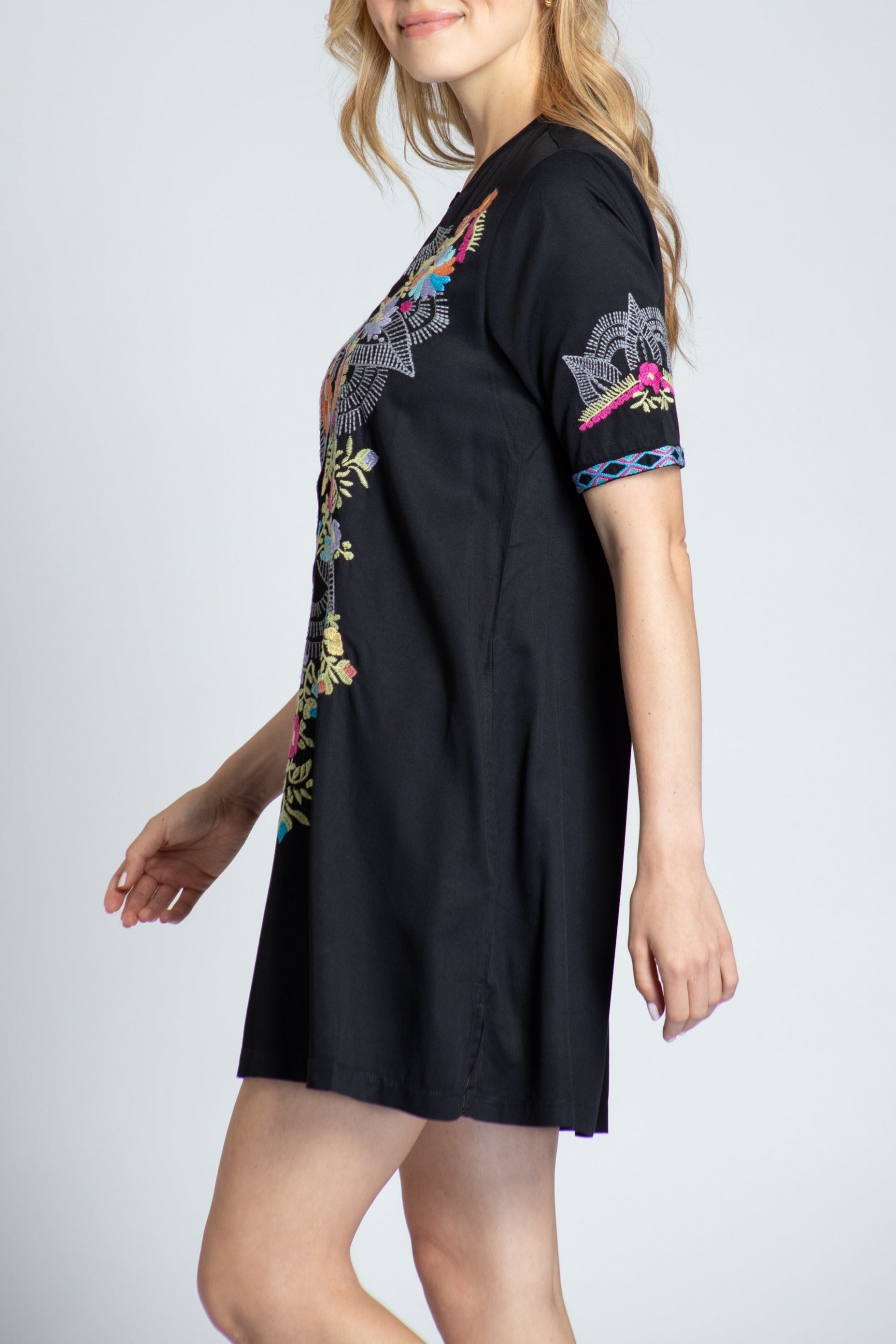  Asian Inspired Split Neck Dress