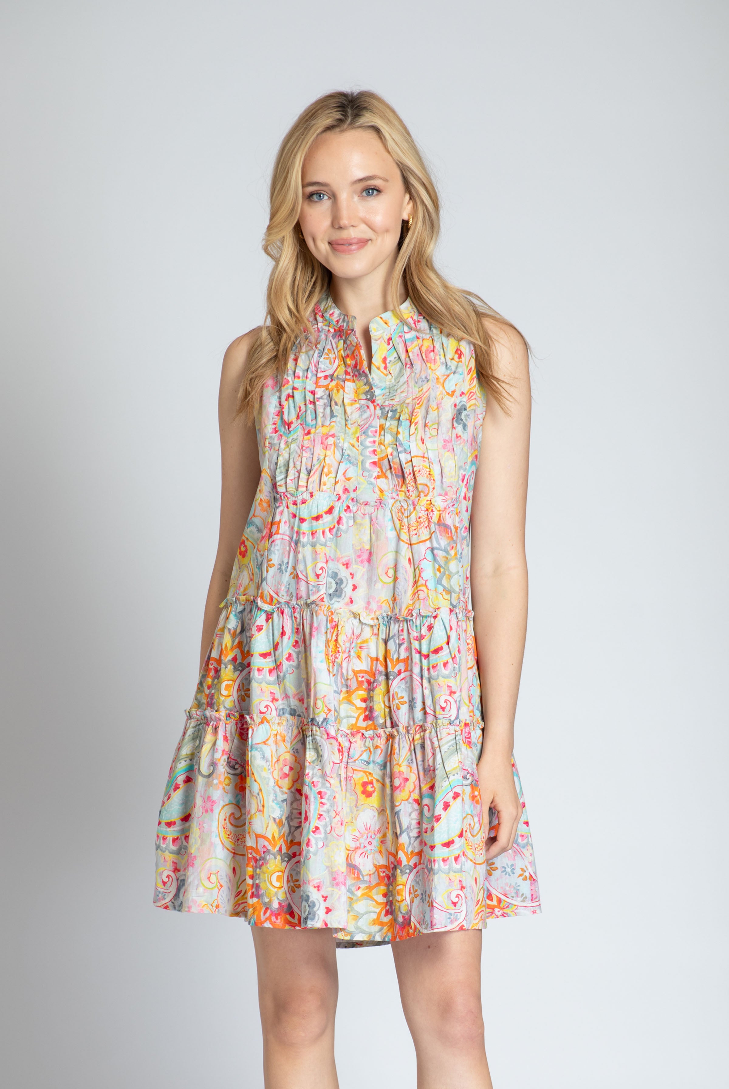 Folklore Paisley Print - Sleeveless Dress With Pin-tuck Detailing