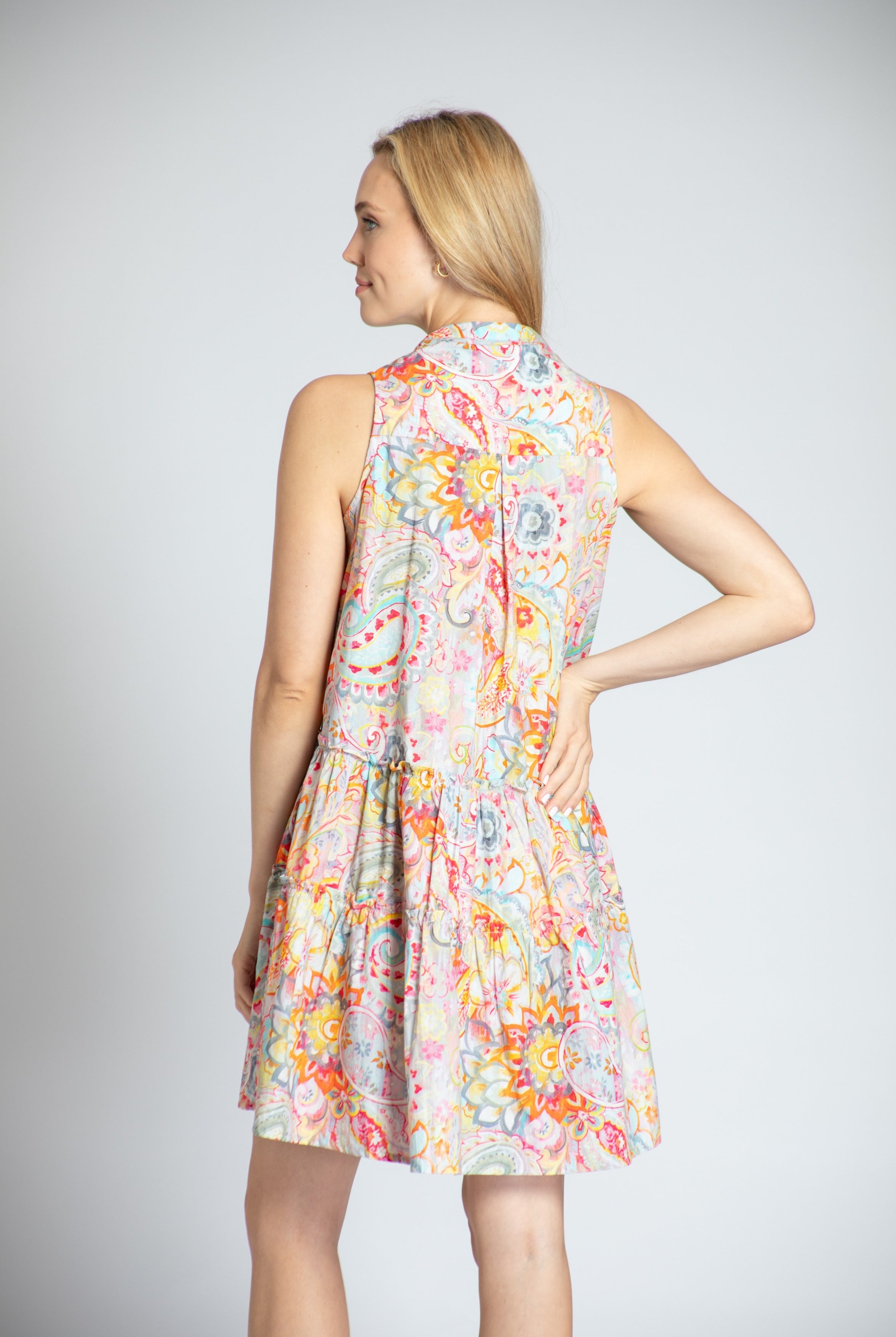 Folklore Paisley Print - Sleeveless Dress With Pin-tuck Detailing