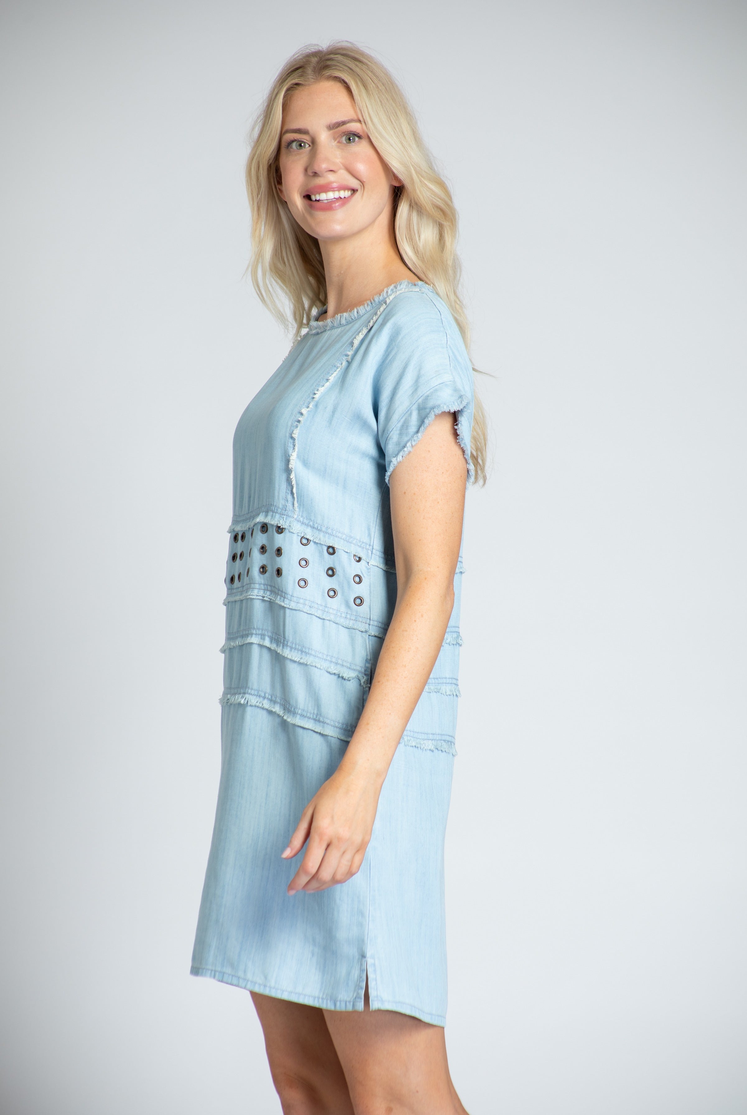  Grommet Dress With Frayed Seams
