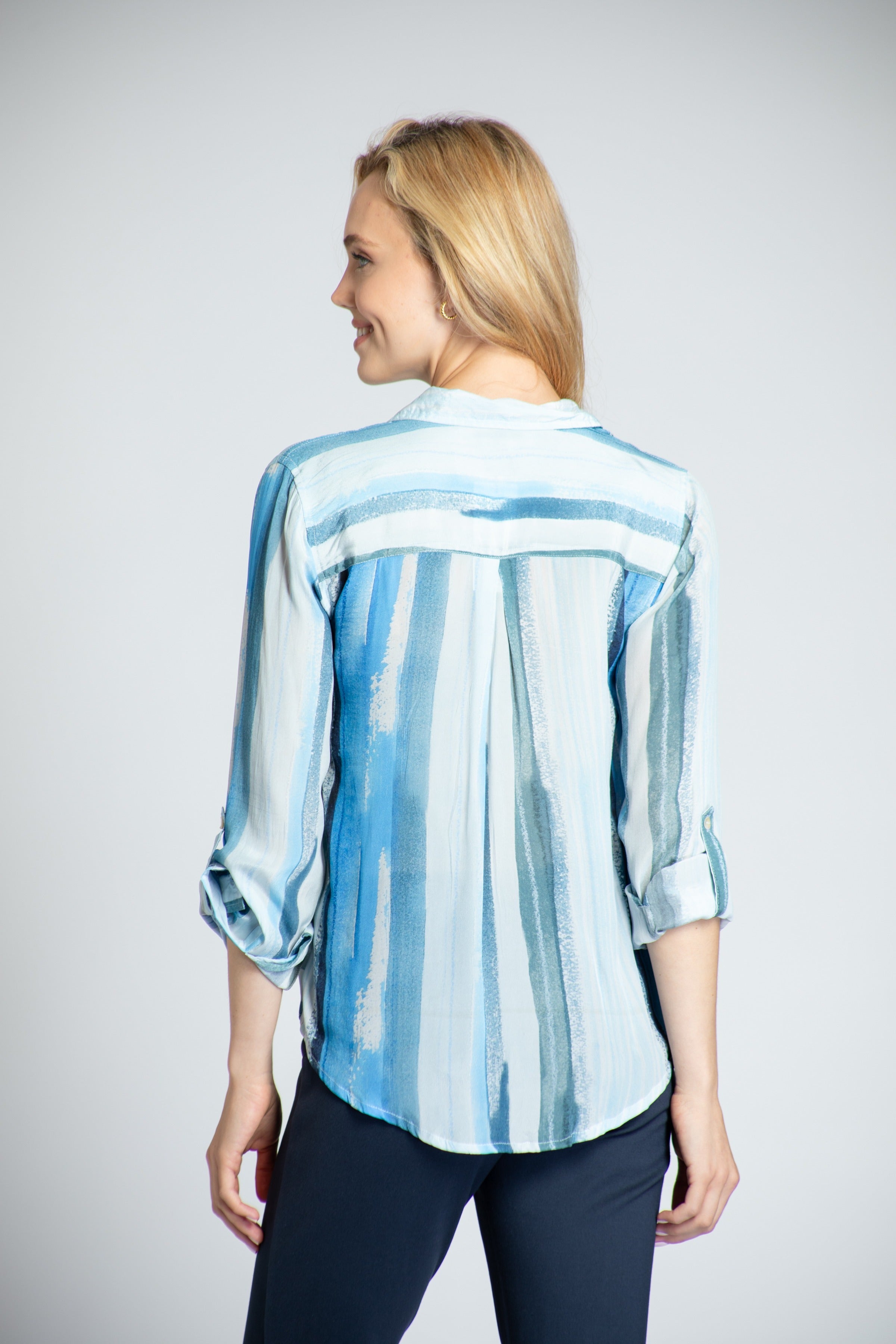Ocean Stripe - Button-up With Roll-up Sleeve