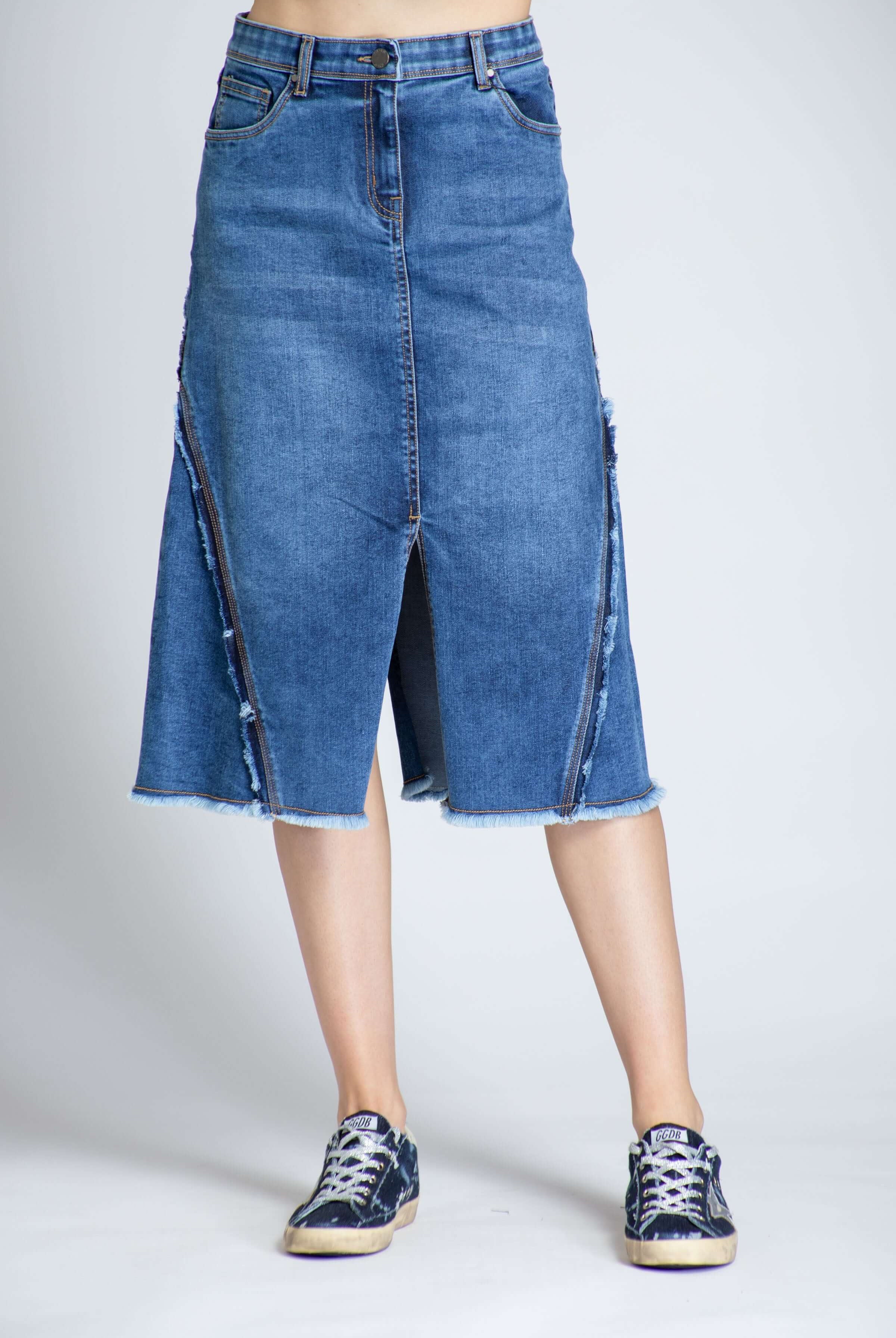 A-line Skirt With Frayed Seams