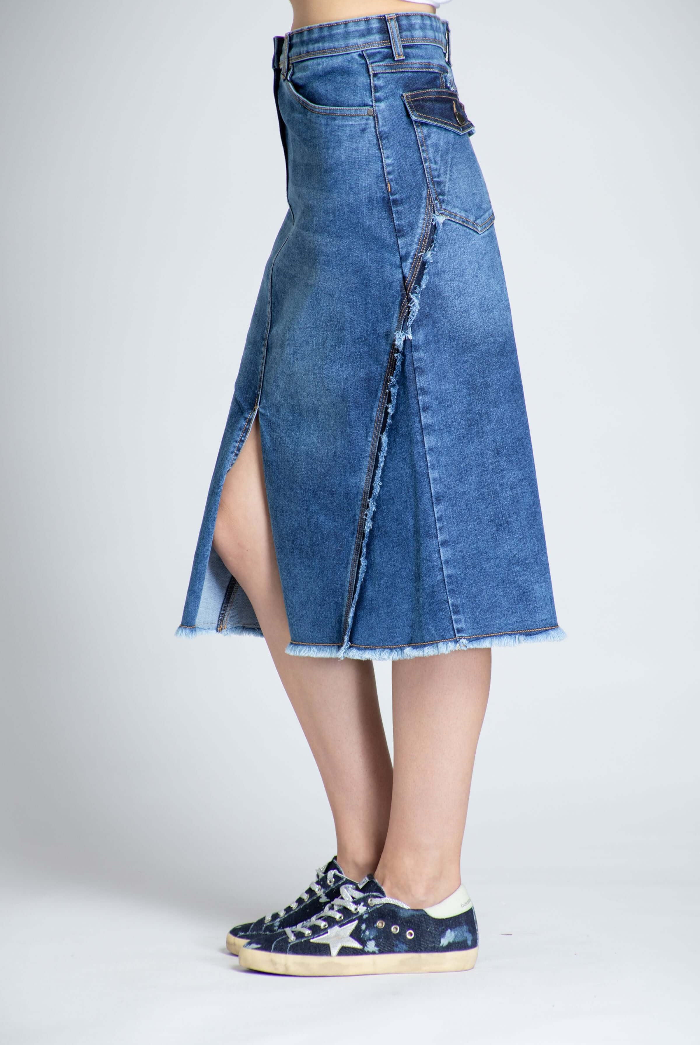 A-line Skirt With Frayed Seams