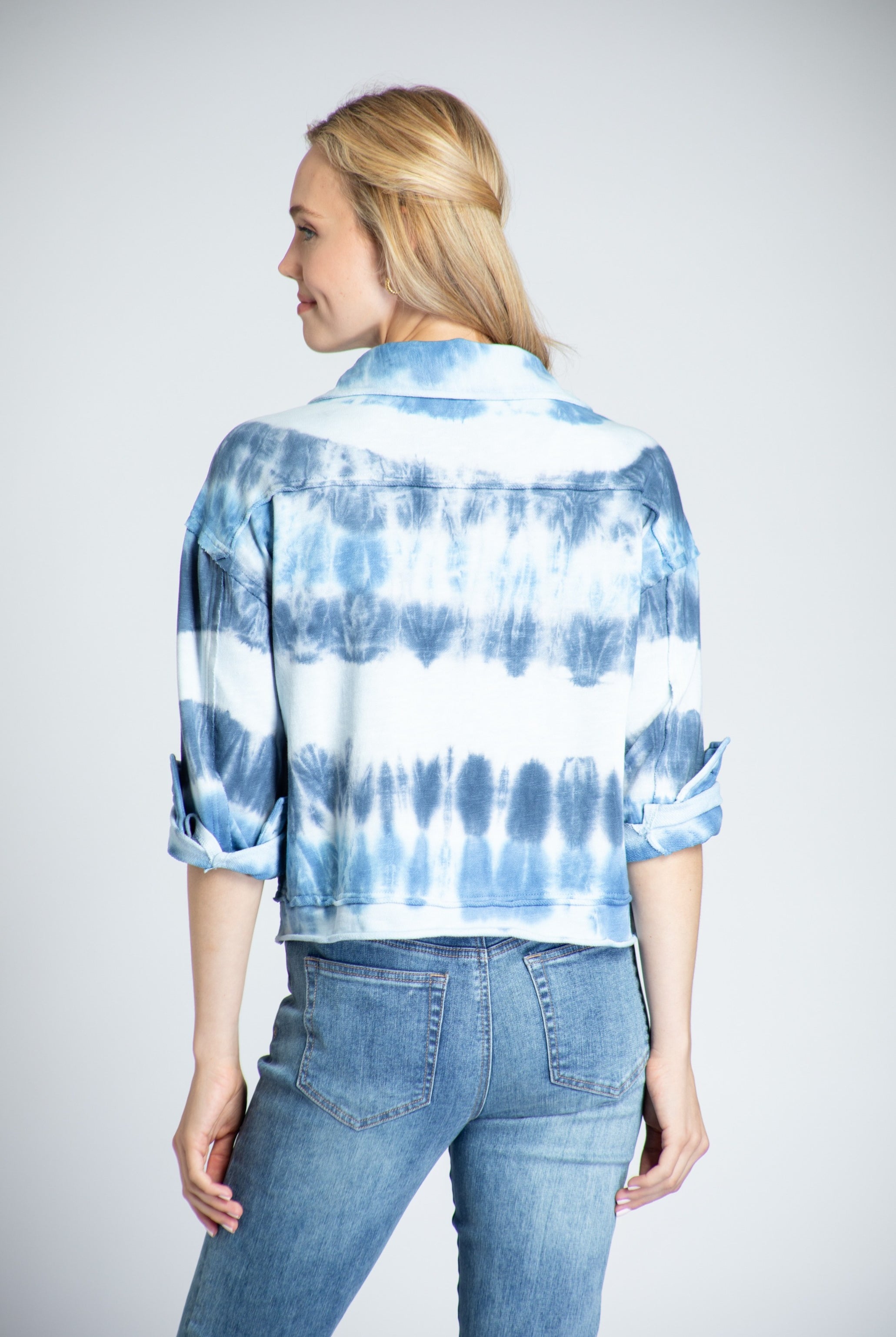 Raw Edge Jacket In Shades Of Blue