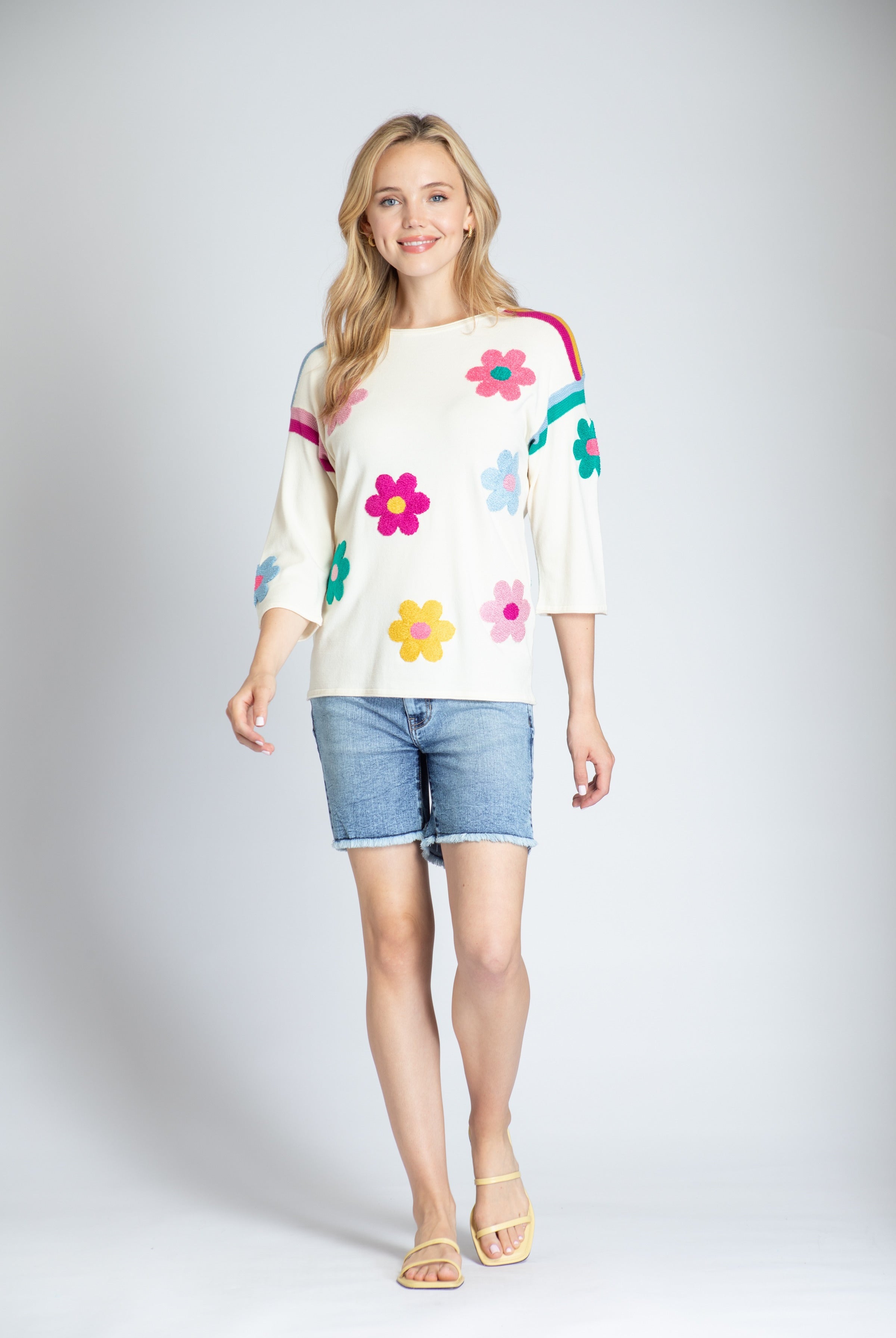  Gerber Daisy Embroidered Sweater