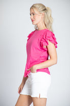 Ruffle Cap Sleeve Tee Pink Side APNY