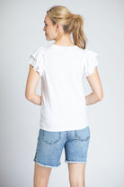 Ruffle Cap Sleeve Tee White Back APNY