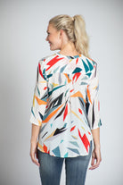 Abstract Multicolor Print - V-neck With Tassel
