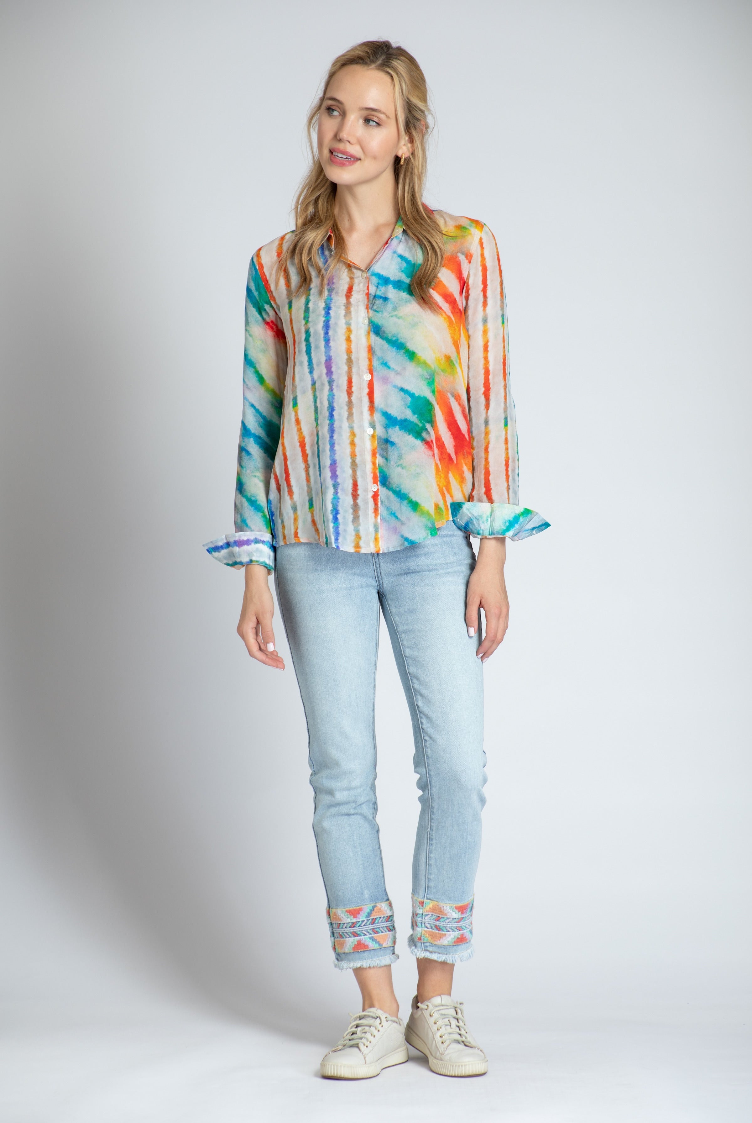 Kaleidoscope Brushwork - Button-up With Roll-up Sleeve
