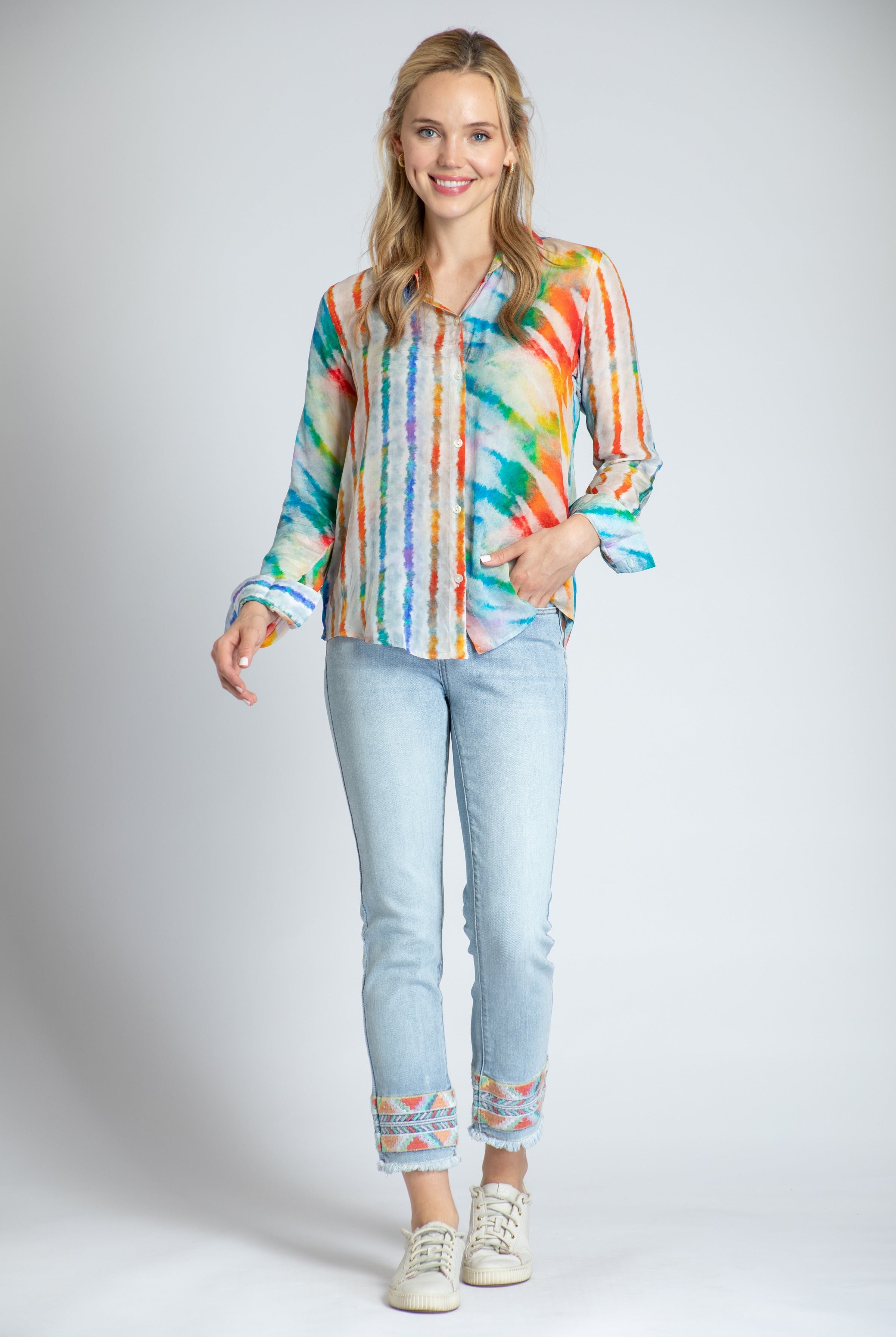 Kaleidoscope Brushwork - Button-up With Roll-up Sleeve