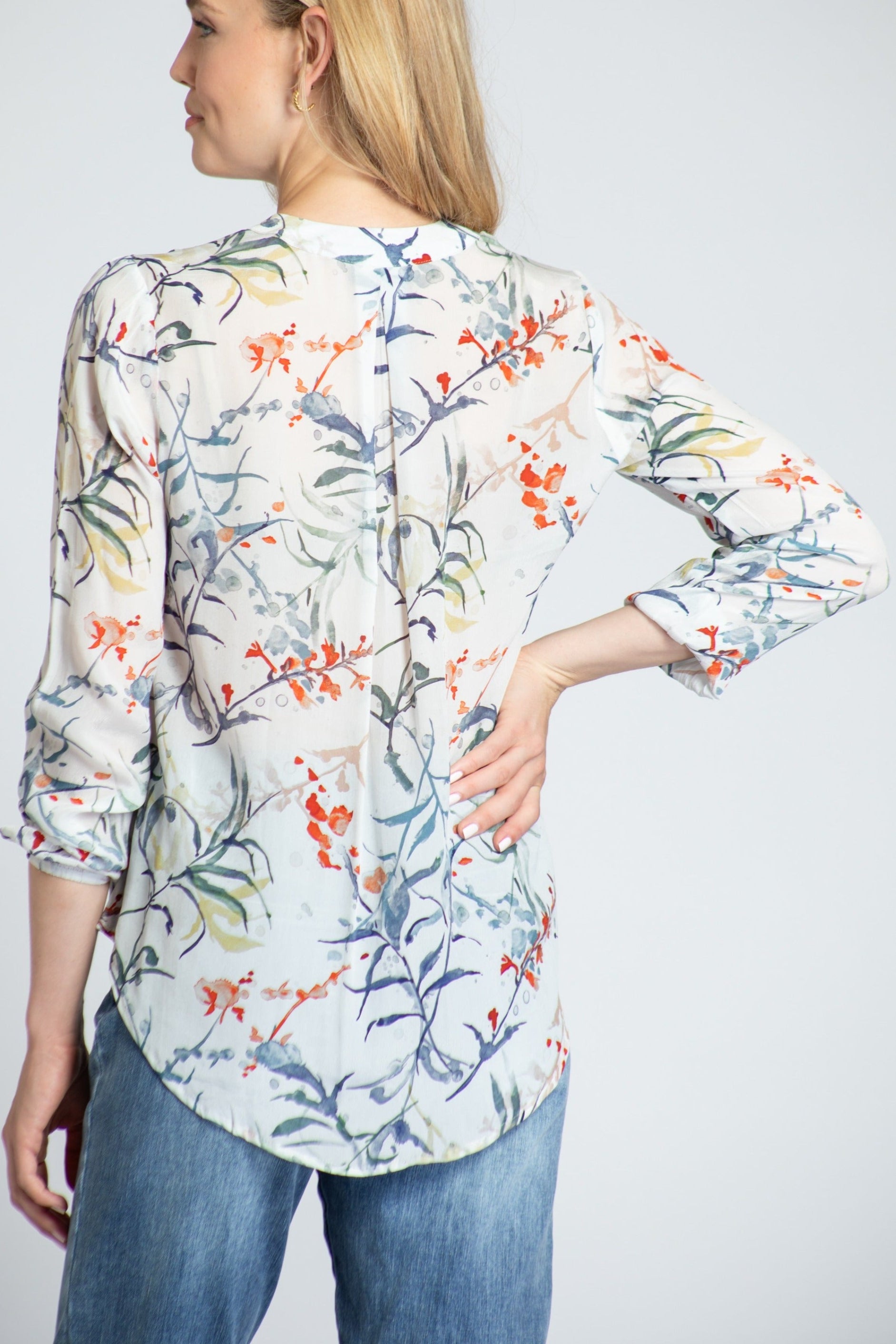  Botanical Print - Crossover Top With Tassel